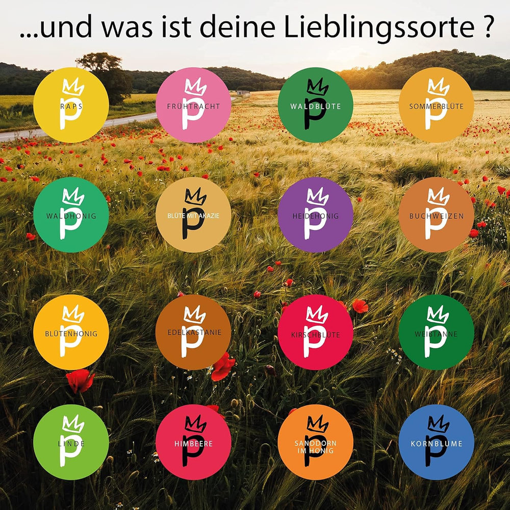 Honig Geschenkset "LIEBE Grüße" Mit Honiglöffel Aus Buchenholz Und Grußkarte - 1X250G Sanddorn Cremig Und 1X250G Frühtracht Cremig - 100% Deutscher Honig Honigprinz Familien-Imkerei