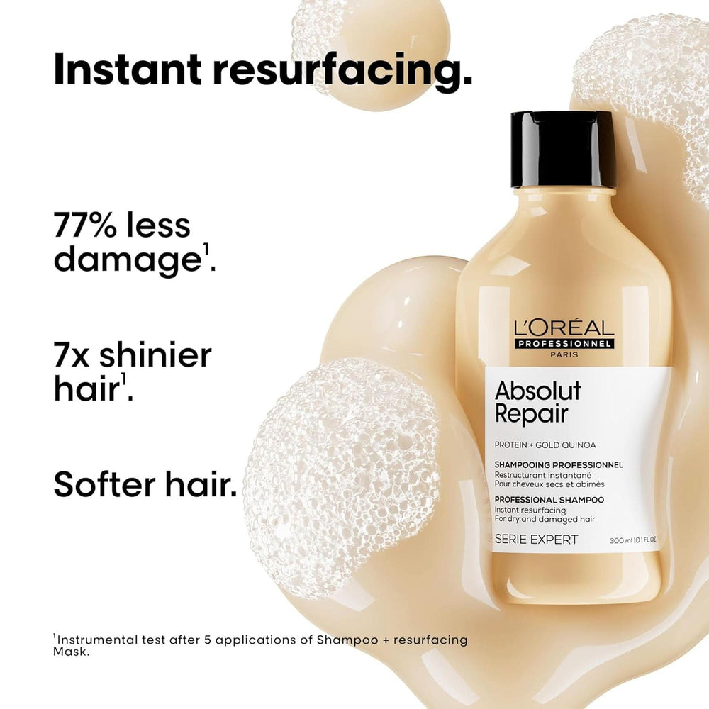 L'OréAl Professionnel Serie Expert Absolut Repair Gold, Shampoo alla quinoa + Doccia e bagno proteico Naty Shop
