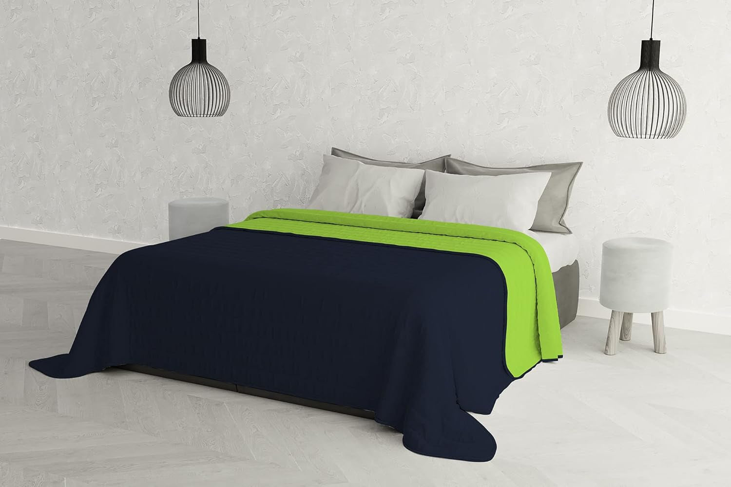 Elegante Trapunta Letto Matrimoniale 260 X 270 Cm Blu Scuro/Verde Maschio Letti e Coperte Besuche den Italian Bed Linen-Store Blu Scuro/Verde Maschio