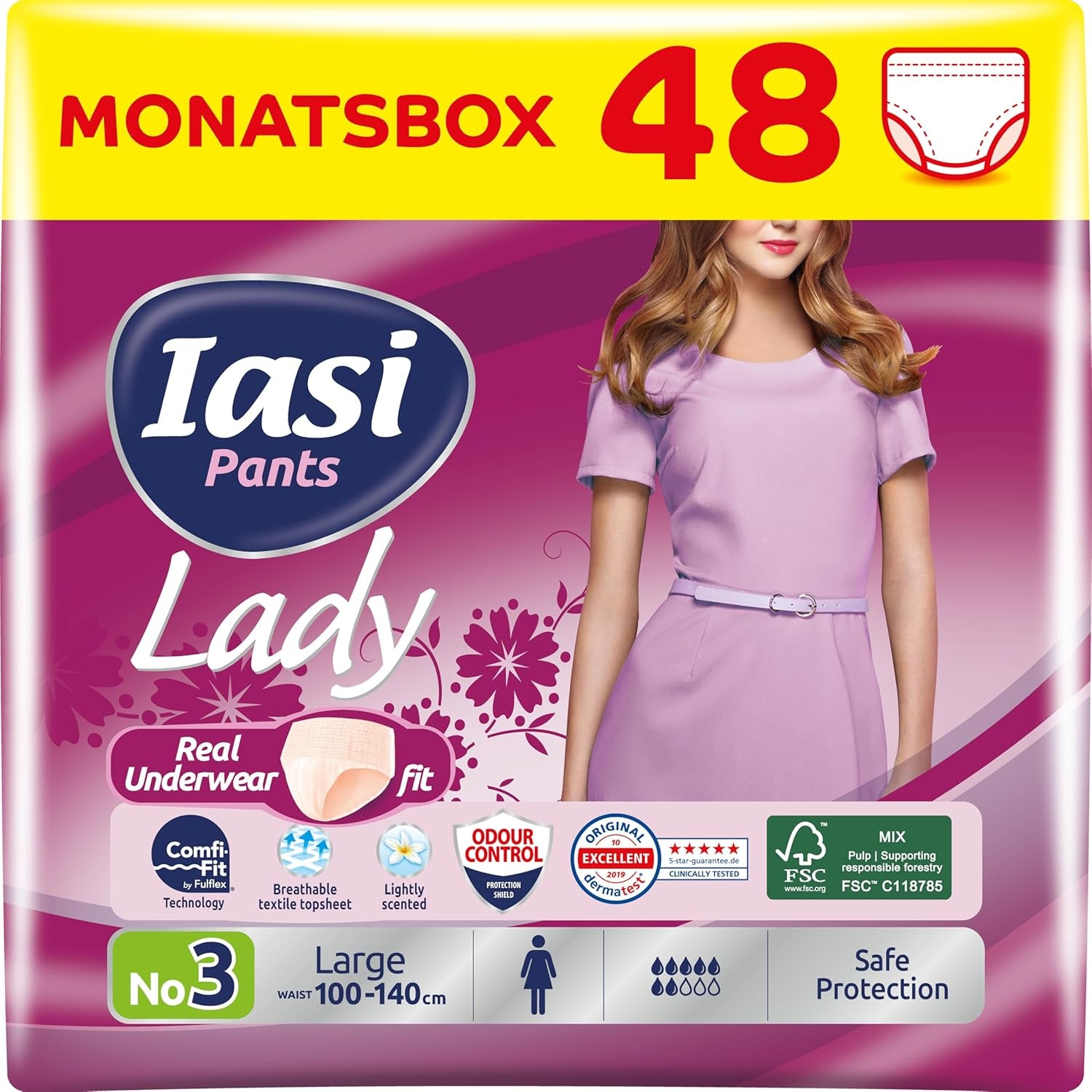 LADY Pants 48 Pantaloni Monouso per Incontinenza Urinaria Assorbente Taglie Forti S da Donna 48 Pz
