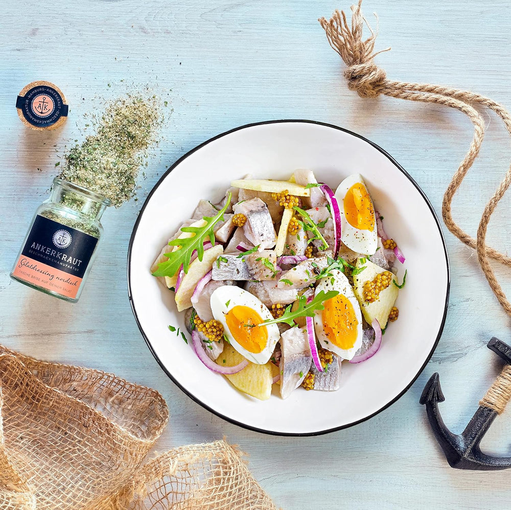 Ankerkraut Condimento per insalata Nordisch Gewürz, 115g in vetro di sughero, Condimento per Knackigen Salat Schnell Selber Machen, Premium Qualität aus Hamburg