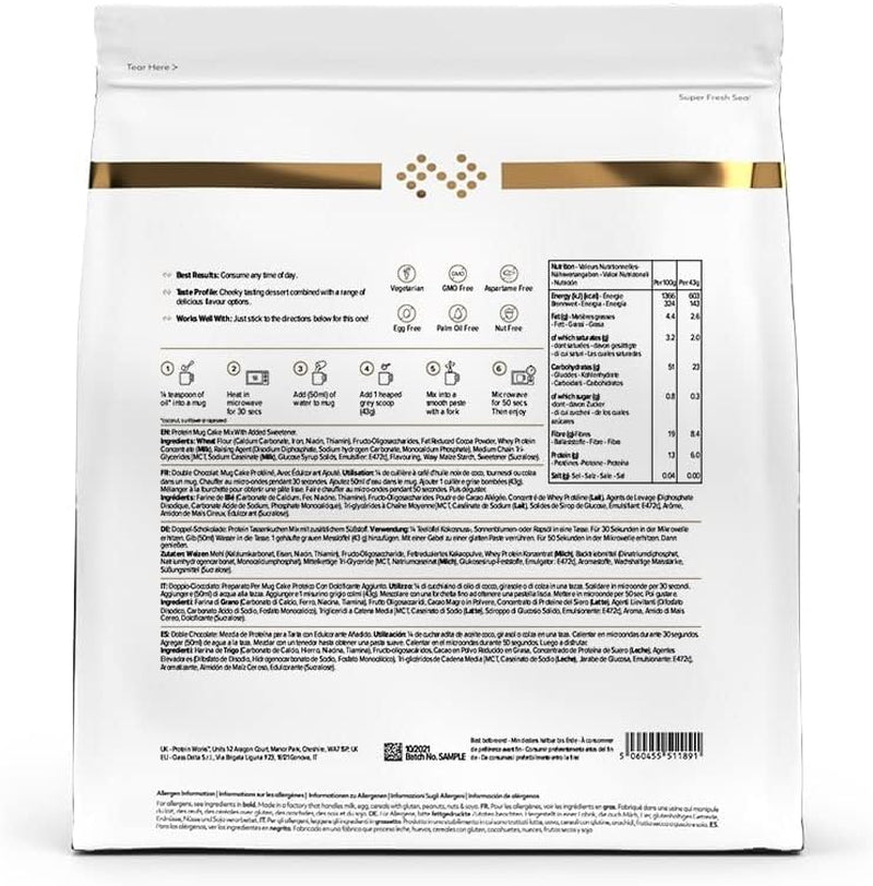 Protein Works Protein Tassenkuchen | Crema al cioccolato | Dieser Köstliche Nachtisch Ist Sehr Protein- Und Ballaststoffreich| Miscela da 500G per panificazione e cottura Naty Shop