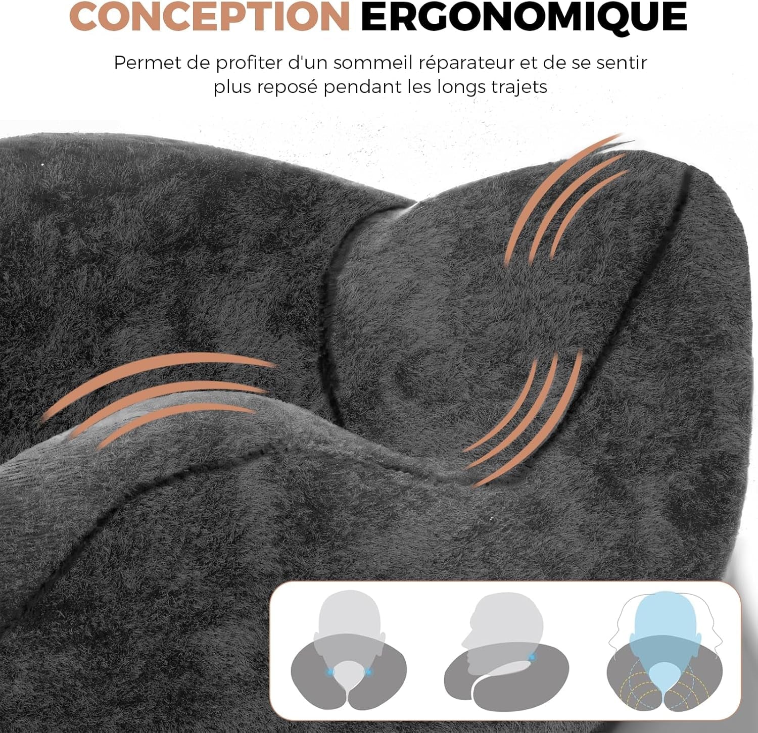 Pernă de călătorie gonflabilă, pernă de călătorie cu mască de somn + dopuri pentru urechi + sac de transport, super ușor și portabil, ideal pentru avion, mașină, casă, birou, negru Perne calatorie Naty Shop