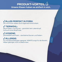 LINEA by Böhmerwald - Cosy - Pernă de înaltă calitate Balance, 40X80, 70% pene clasa 1, 30% puf nou, potrivit pentru alergici, lavabil până la 60°C, produs în Germania Perne standard Naty Shop