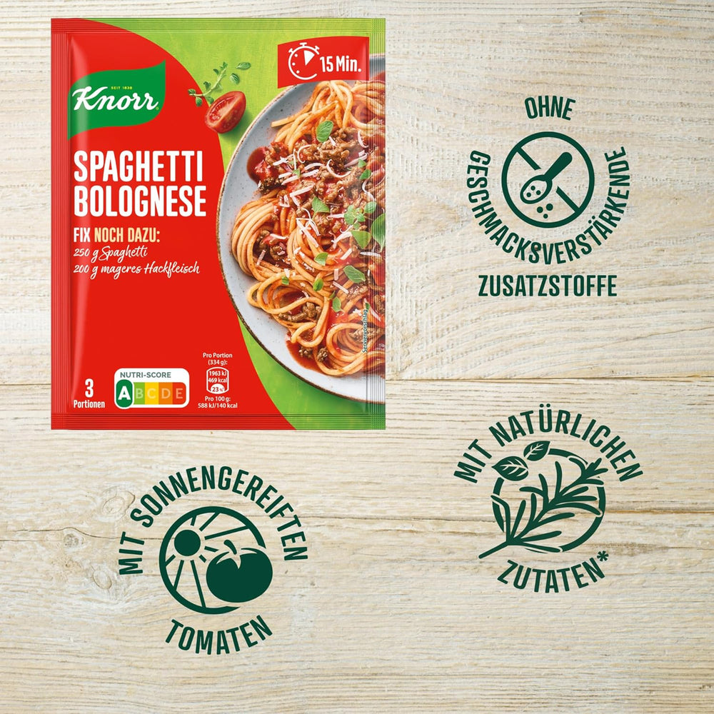 Knorr Fix Würzmischung Spaghetti alla Bolognese per un delizioso piatto di pasta con ingredienti naturali 40 g