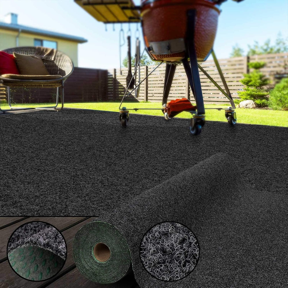 Floordirekt Rasenteppich Farbwunder Park | Balkonteppich | Strapazierfähig & Witterungsbeständig | Kunstrasenteppich Für Terrasse, Balkon Und Freizeit | Outdoor (Anthrazit, 100 X 300 Cm)