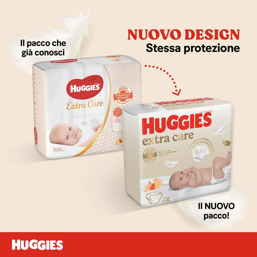 Pannolini per bambini Huggies Extra Care, taglia 1 (2-5 kg), super assorbenti, design Disney, confezione sfusa, 160