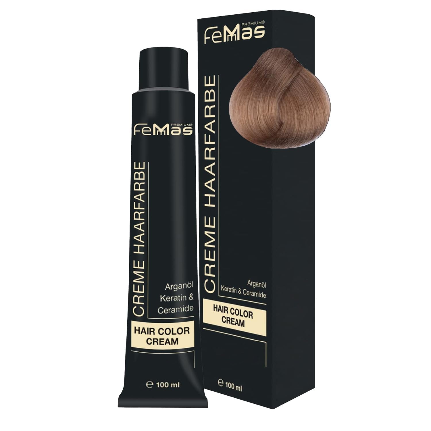 FemMas Hair Colour Pure & Mix Red I Cremă profesională cu ulei de argan, keratină și ceramide I Ca o vopsea de păr permanentă sau nuanță pentru rezultate radiante, de lungă durată I 100 ml Vopsea pentru par Naty Shop Blond deschis 8 Pachet de 1
