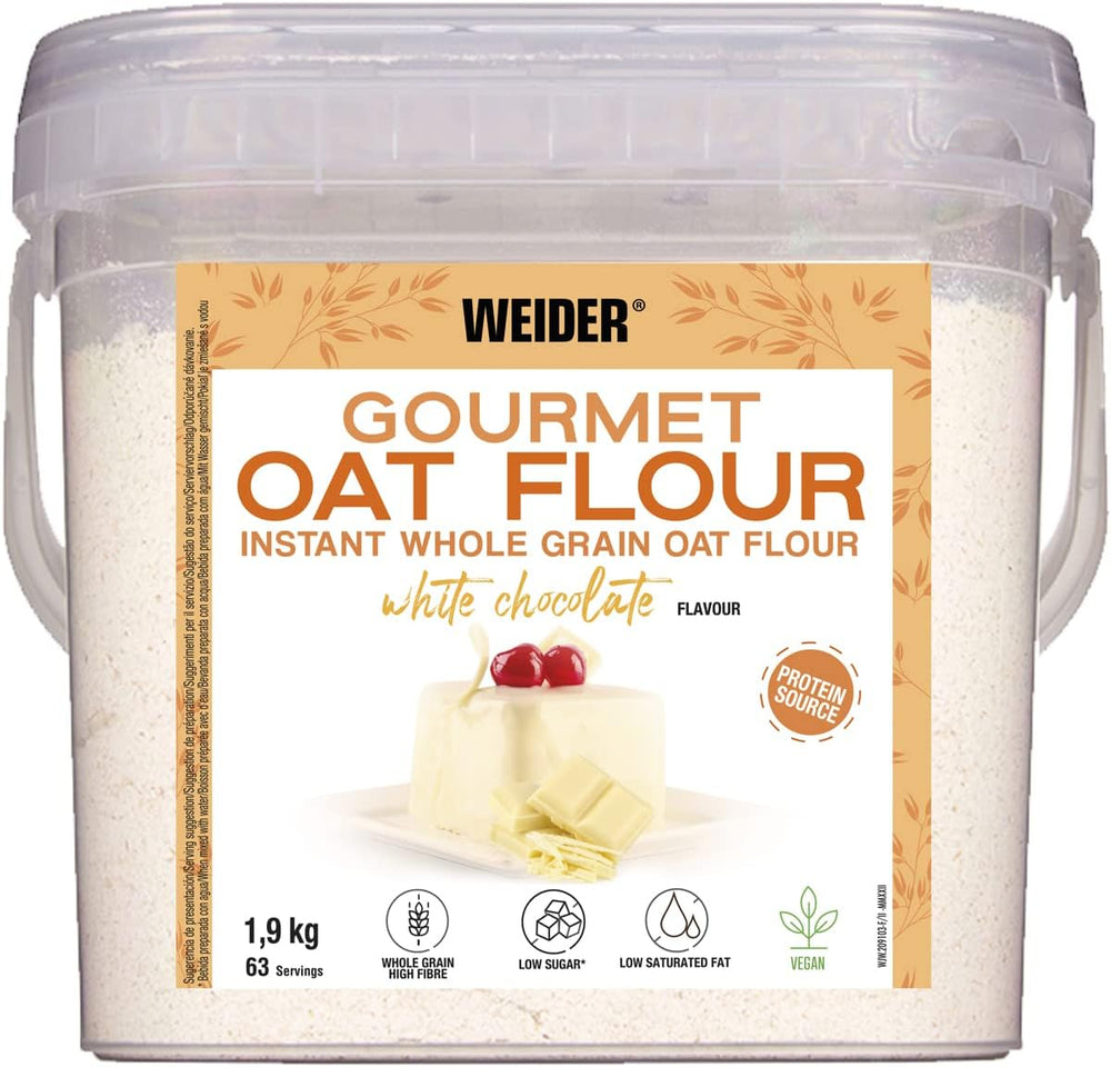 Weider Gourmet Farina d'Avena (1,9 kg) gusto brownie. Farina d'avena integrale. Fonte proteica a basso contenuto di zuccheri.