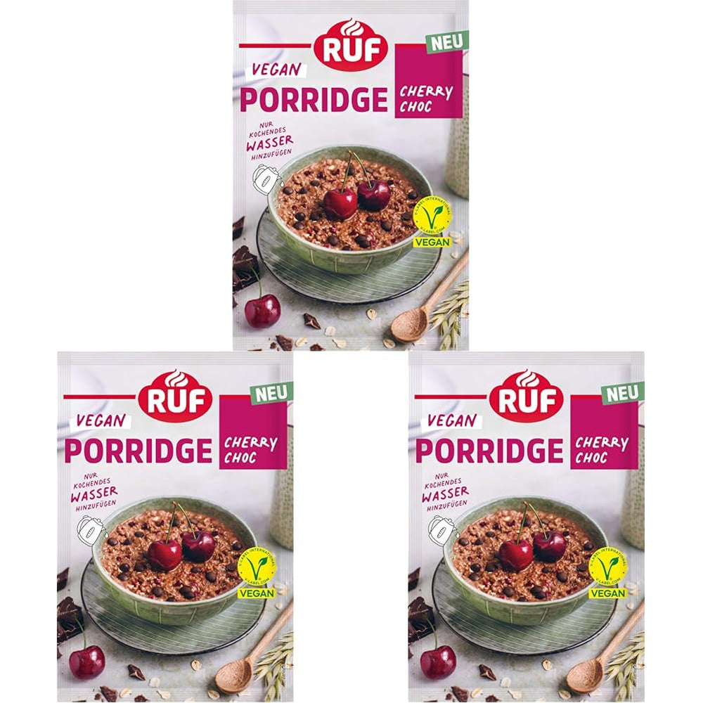 Porridge Vegano RUF con Noci e Avena, fiocchi d'avena con mandorle, nocciole e semi di lino, facile da preparare, nella pratica confezione monoporzione, 1 x 60 g