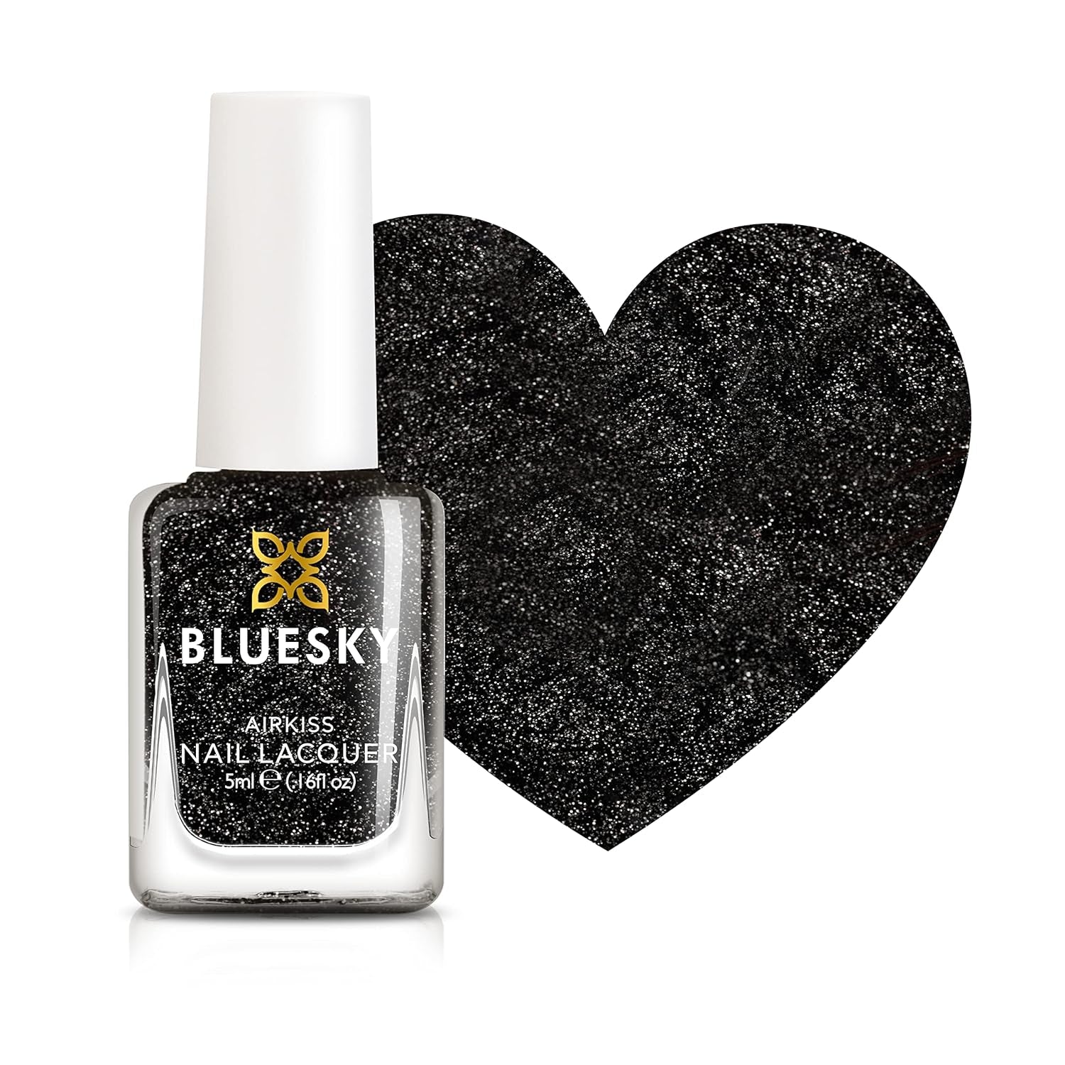 Bluesky Smalto per unghie per bambini - Rockstar, Glitter nero, facile da rimuovere, non tossico, a base d'acqua, inodore - Smalto per unghie per bambini senza, 5 ml, confezione da 1
