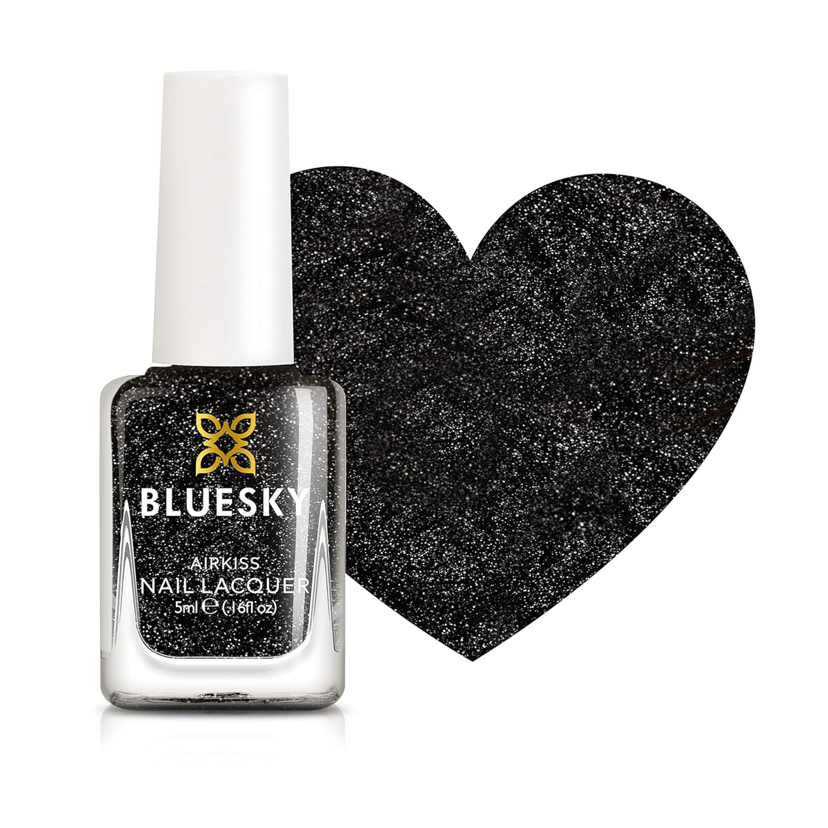 Bluesky Smalto per unghie per bambini - Rockstar, Glitter nero, facile da rimuovere, non tossico, a base d'acqua, inodore - Smalto per unghie per bambini senza, 5 ml, confezione da 1