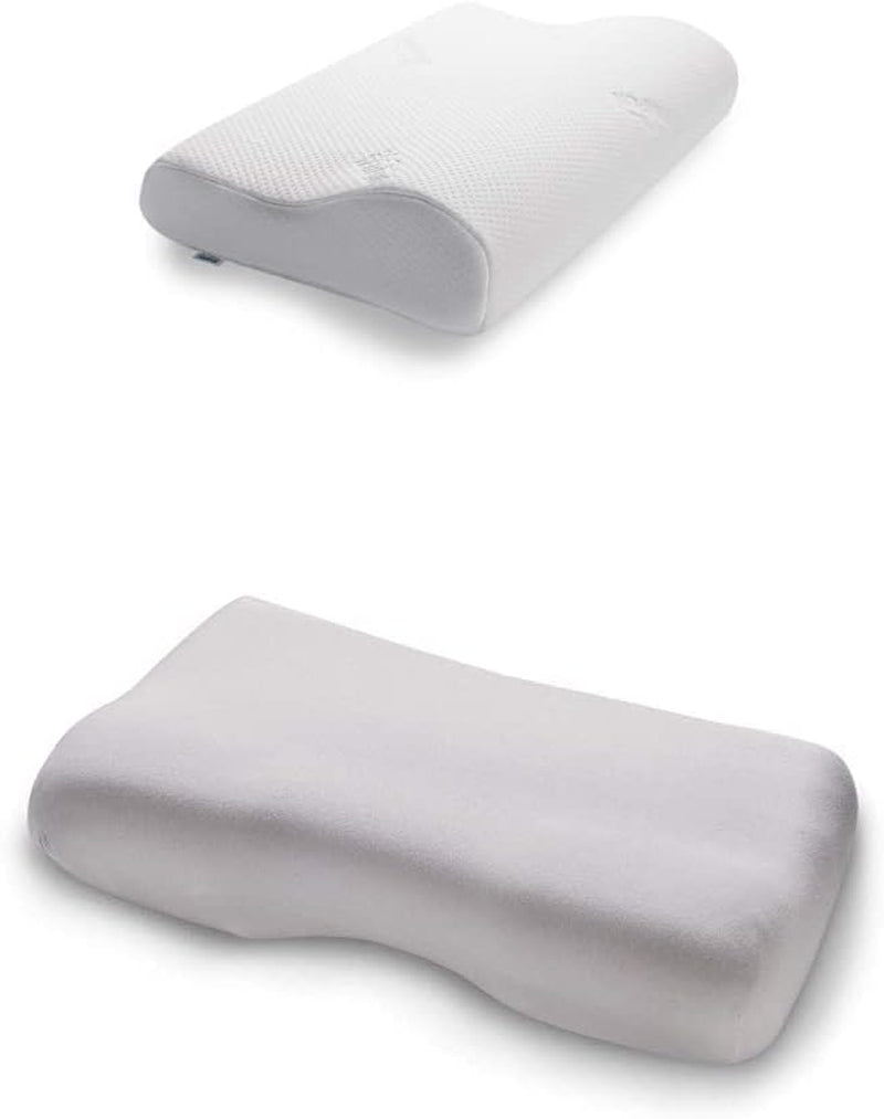 TEMPUR Original Sleeping Pillow Memory Foam, Pernă ergonomică de susținere a gâtului pentru cei care dorm lateral și pe spate, Fermă, M (50 X 31 X 10/7 Cm), Alb Perne ortopedice cervicale Naty Shop Pachet cu față de pernă, platină S (50 X 31 X 8/5 Cm)