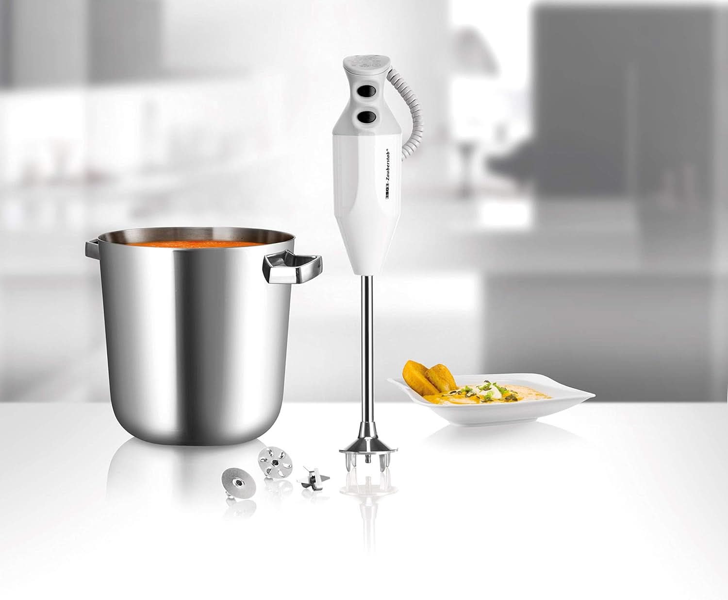 ESGE Zauberstab P 200 Profi, Stabmixer Weiß Inkl. Zubehör, Bis Zu 17.000 U/Min, 90860, Weiß/Grau Bucatarie Naty Shop