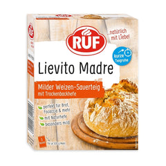 RUF Lievito Madre Sauerteig, Milder Weizen-Sauerteig, Mutterteig, Kurze Teigruhe Durch Enthaltene Trockenhefe, Lievito Madre Getrocknet Für Brot, Baguette, Focaccia, 3X35G Miscela per panificazione e cottura Naty Shop 35 G (3Er Pack) Kurze Teigruhe