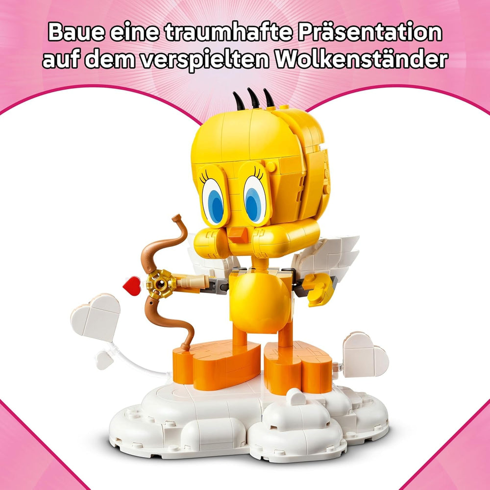 LEGO Looney Tunes Liebesbote Tweety - Modellbau zu Looney Tunes mit Zubehör - Blumenstrauß, Herz, Amor-Bogen & Wolkenständer - Kreatives Geschenk für Mädchen & Teenager ab 12 Jahren - 40824