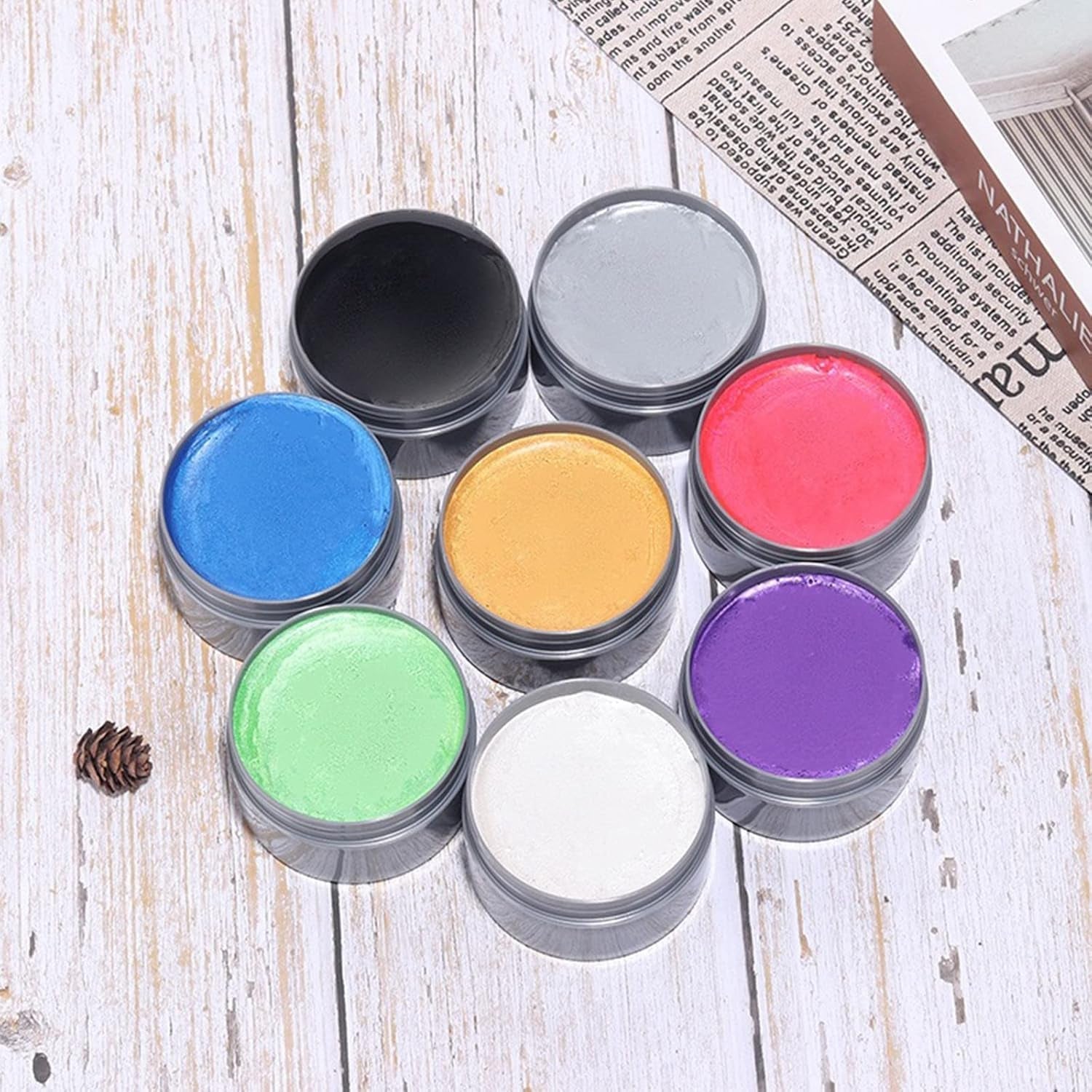 Vopsea de păr temporară Vopsea de păr nepermanentă Vopsea de păr DIY Ceară noroi Lavabilă Crema de vopsit păr colorat pentru petrecere Cosplay Halloween (alb) Vopsea pentru par Naty Shop