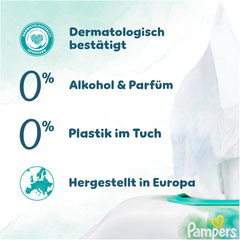 Salviettine umidificate Pampers Harmony Aqua, 15 confezioni da 48 salviette ciascuna - 720 salviette in totale, aiutano a ripristinare l'equilibrio naturale del pH della pelle, lozione leggera al 99% di acqua