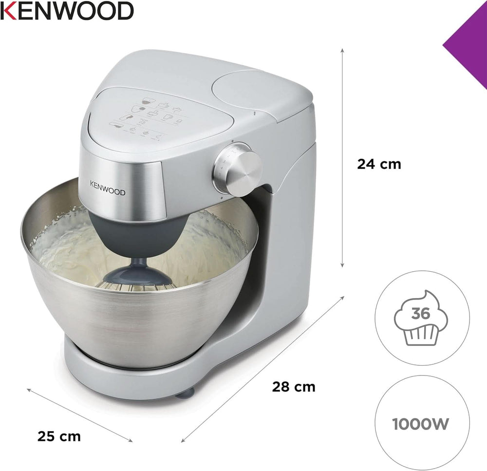 Kenwood Prospero+ KHC29A.R0SI Macchina da cucina, 4,3 L Edelstahlschüssel, Inkl. 10-Teiligem Zubehör-Set Mit Fleischwolf, Glas-Mixer, Zitruspresse, Entsafter Und Mehr, Inkl. Prezzo Easyweigh, 1000 W, Silber Mother and Child Naty Shop