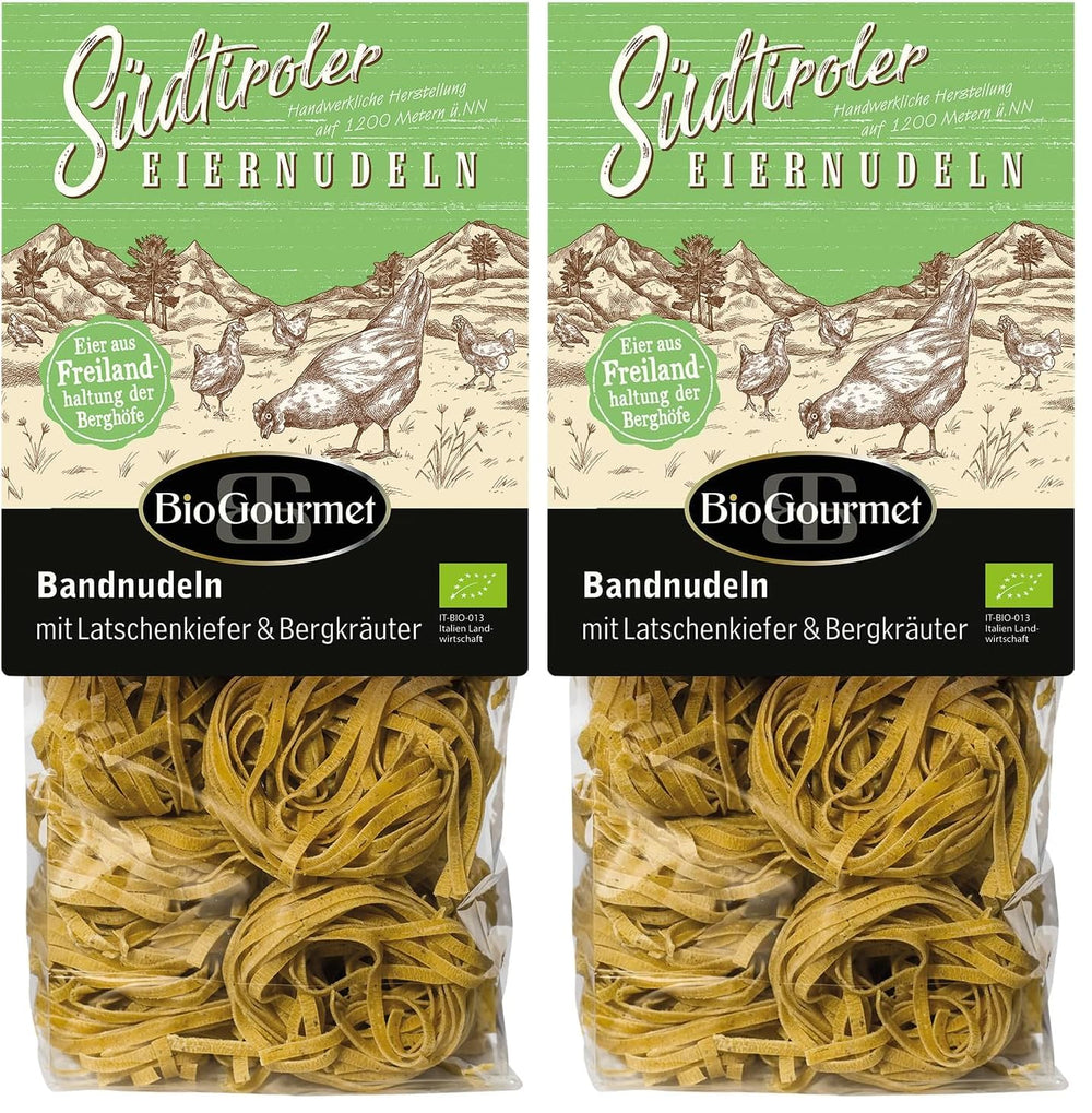 Tagliatelle BioGourmet con Schüttelbrot dell'Alto Adige (IGP) | Tagliatelle all'uovo salate e aromatizzate con genuino speck dell'Alto Adige | 1x250g biologico