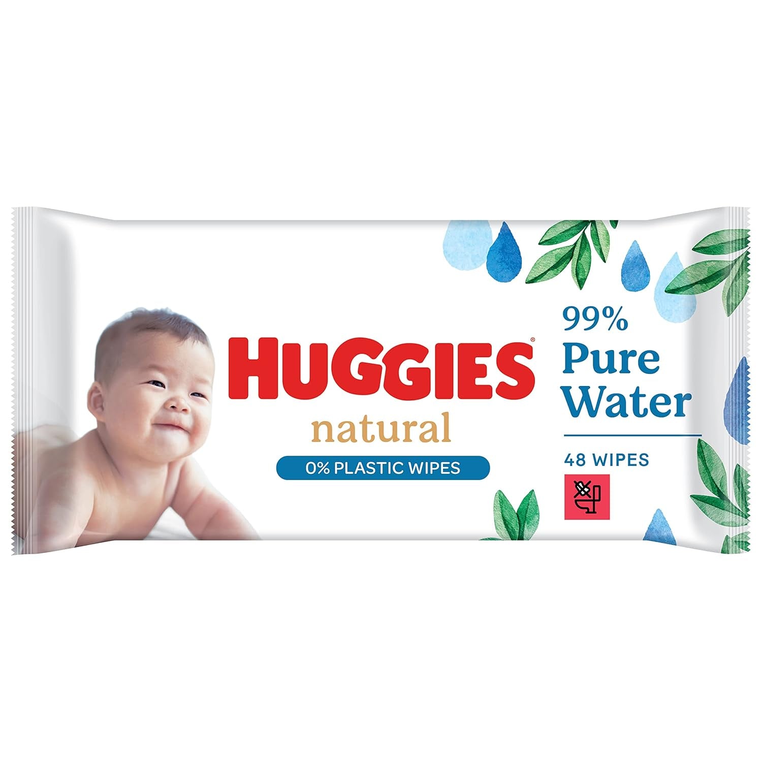 Salviette umidificate Huggies naturalmente biodegradabili per bambini sensibili, 8 x 48 salviette, confezione sfusa