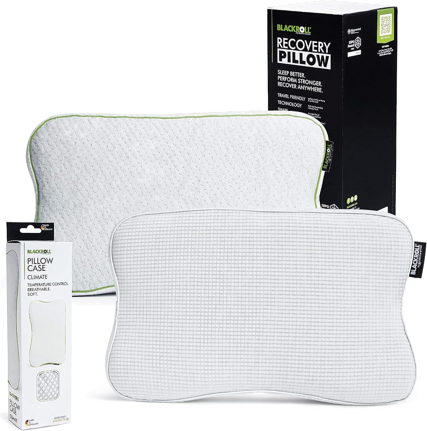 BLACKROLL® Recovery Pillow Set Jersey, pernă ortopedică pentru coloana cervicală din spumă cu memorie - Fabricat în Germania Perne ortopedice cervicale Naty Shop Pernă climatică + husă de pernă