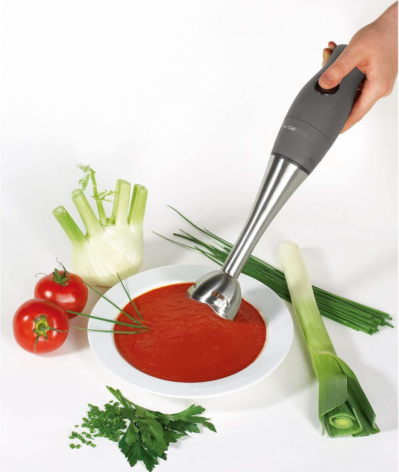 Clatronic® Stabmixer Set | Mixer, Pürierstab, Zerkleinerer Aus Edelstahl | 400 Watt | 2 Geschwindigkeitsstufen | Allesschneider | Mixbehälter | Schneebesen | Multizerkleinerer | SMS 3777 Bucatarie Naty Shop