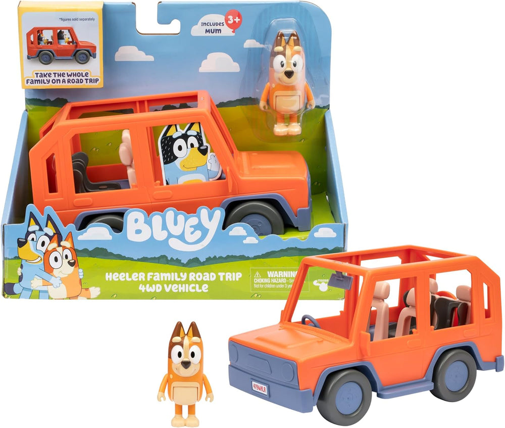 BlueY Heeler-Familienwagen; Ausflug mit Familie Heeler; enthält bewegliche Chilli-Figur; mit offenem Dach zum Einsetzen Figuren; ideal für alle 6,3 cm großen Figuren (separat erhältlich)