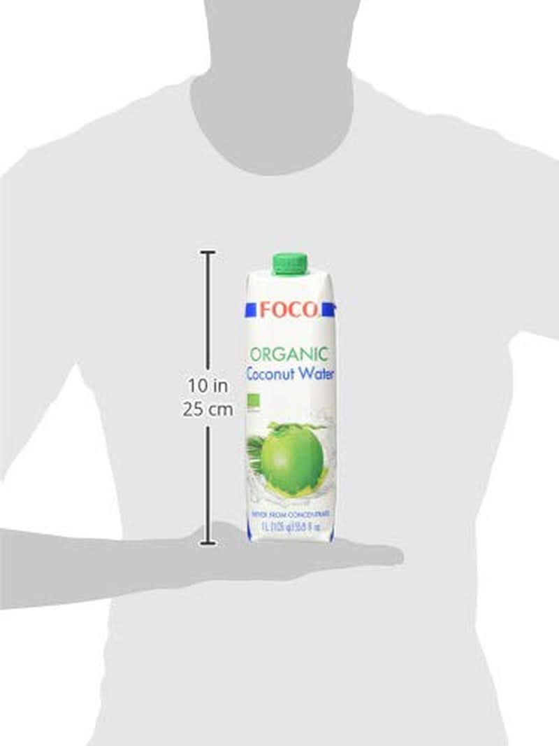 FOCO Acqua di cocco biologica Bevanda sportiva rinfrescante pura 100% acqua di cocco - 6 x 1 litro Naty Shop