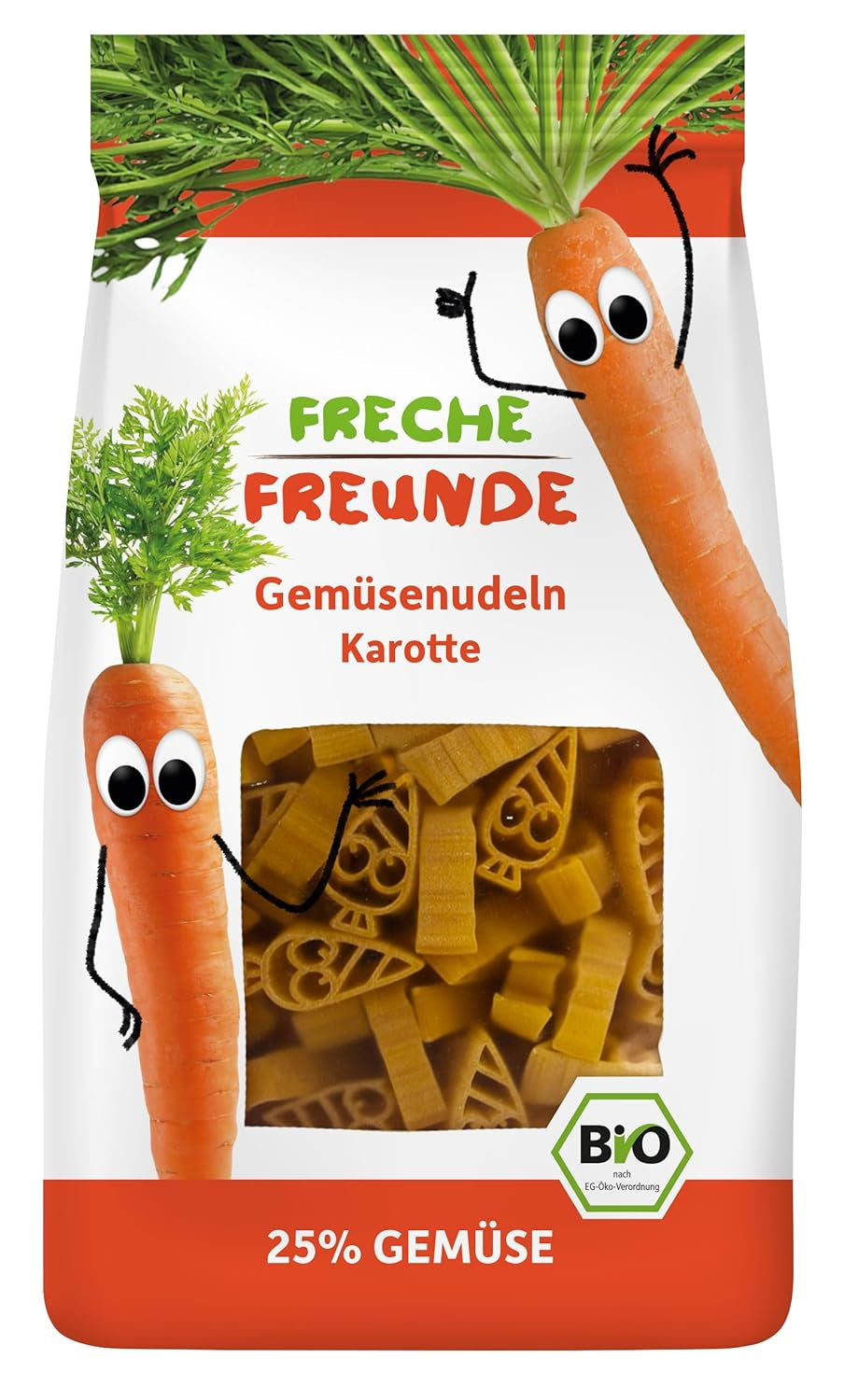 Freche Freunde Spaghetti Vegetali Biologici 'Carota' 25% Contenuto Vegetale Confezione Da 6 Vegani (6 X 300g)