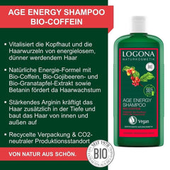 LOGONA Cosmetici Naturali, Shampoo, formula vegana caffeina biologica, 250 ml Doccia e Bagno Naty Shop
