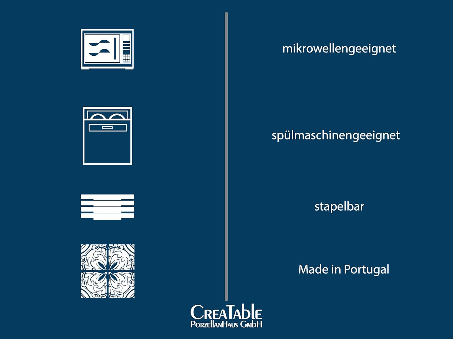CreaTable, 21652, seria Uno Mykonos, set de veselă cu 12 piese, set de farfurii din gresie, potrivit pentru mașina de spălat vase și cuptorul cu microunde, fabricat în Portugalia