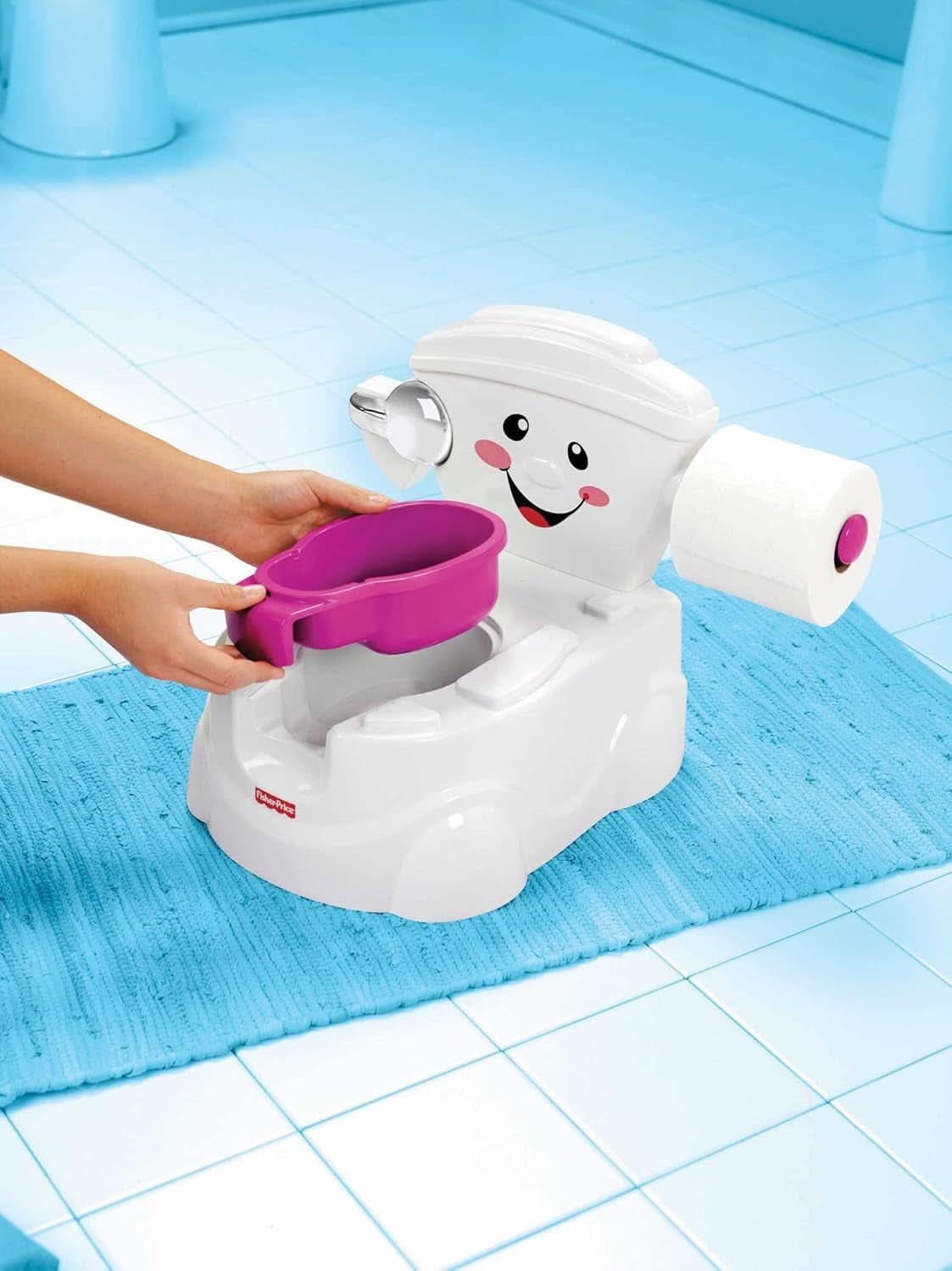Fisher-Price Meine Erste Toilette, Baby Töpfchen, Mit Musik & Lustigen Sätzen, Tragbare Baby Toilette, Abnehmbarer Toilettenaufsatz, Deutsche Version, Ab 1 Jahr, P4326 Accessori Alimentazione e Allattamento Bebe Naty Shop