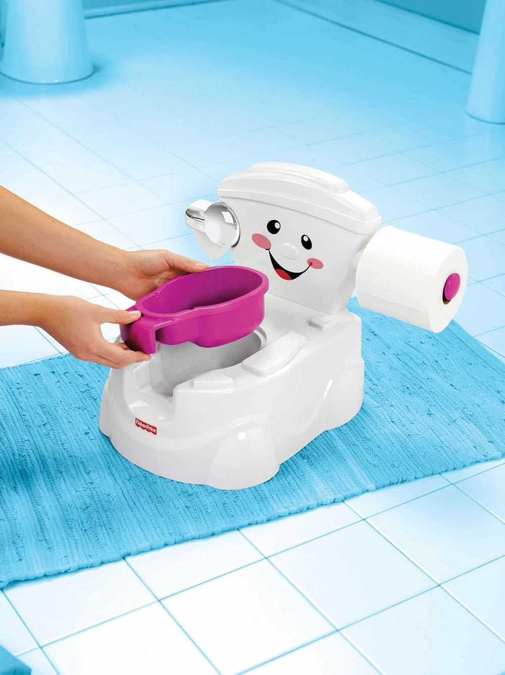 Fisher-Price Meine Erste Toilette, Baby Töpfchen, Mit Musik & Lustigen Sätzen, Tragbare Baby Toilette, Abnehmbarer Toilettenaufsatz, Deutsche Version, Ab 1 Jahr, P4326 Accessori Alimentazione e Allattamento Bebe Naty Shop