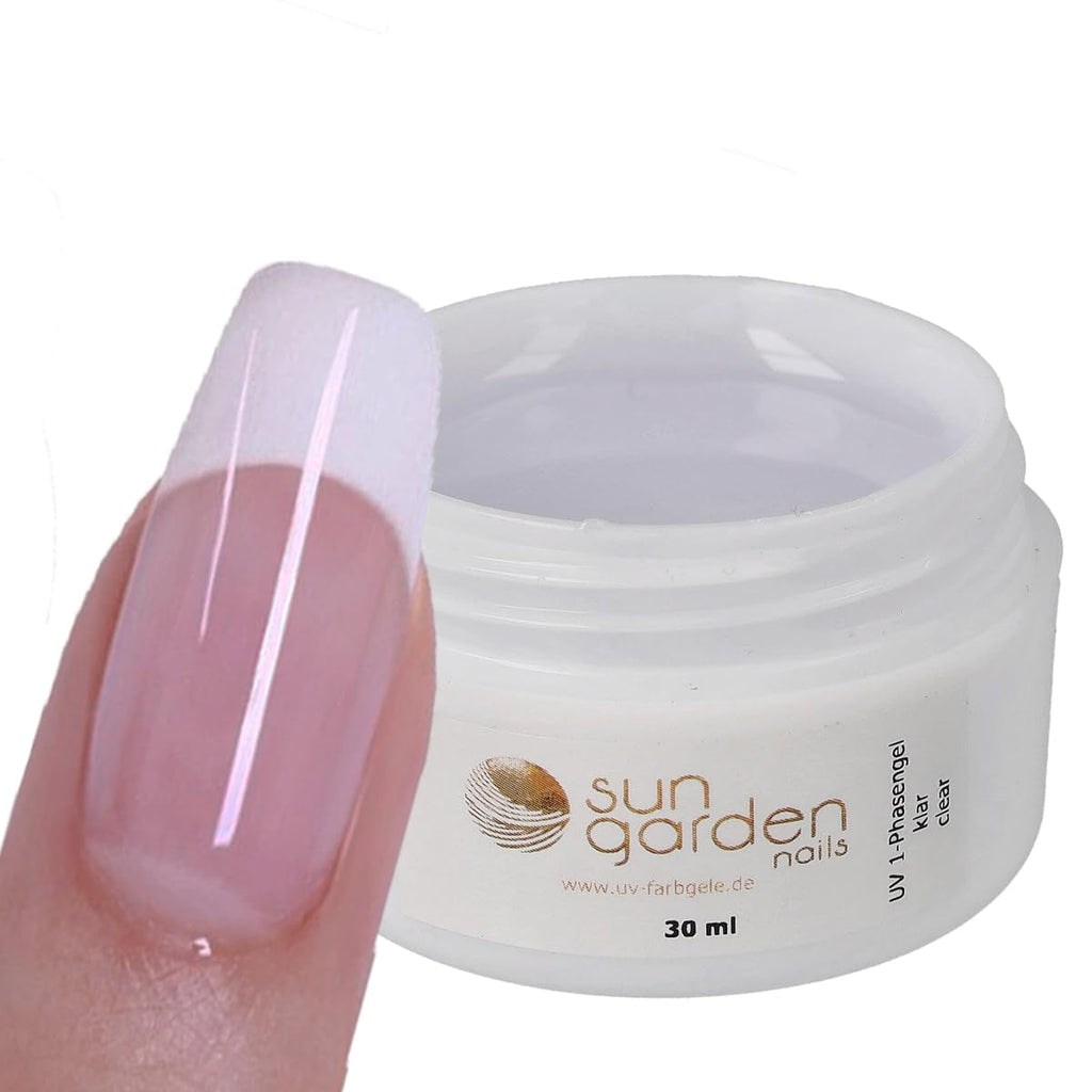 Gel transparent Sun Garden Nails monofazic 30ml + cutie cu 100 vârfuri + lipici pentru vârfuri 7ml