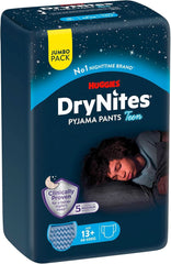 Pannolini notte Huggies Drynites, per ragazzi da 13 a 17 anni circa (48-60 kg), 33 pezzi (3X11), confezione mensile jumbo Mamma e Bambino Naty Shop
