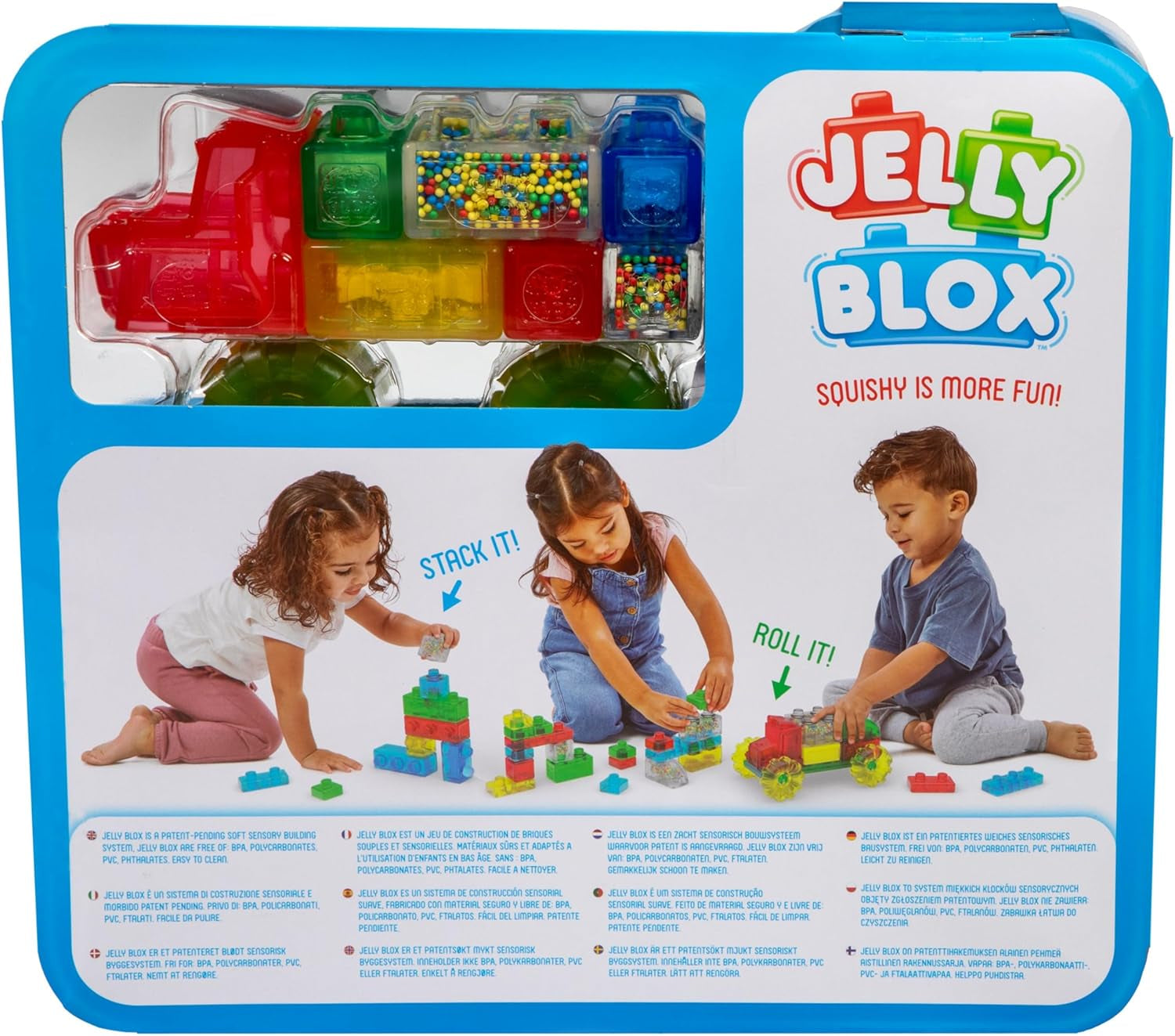 Jelly BLOX - Vehicle Kit, Bauspielzeug ab 2 Jahren, mit 35 Sensorische Bausteine, Konstruktion Spielzeug für Kinder, Sensory Play mit Spielsteinen