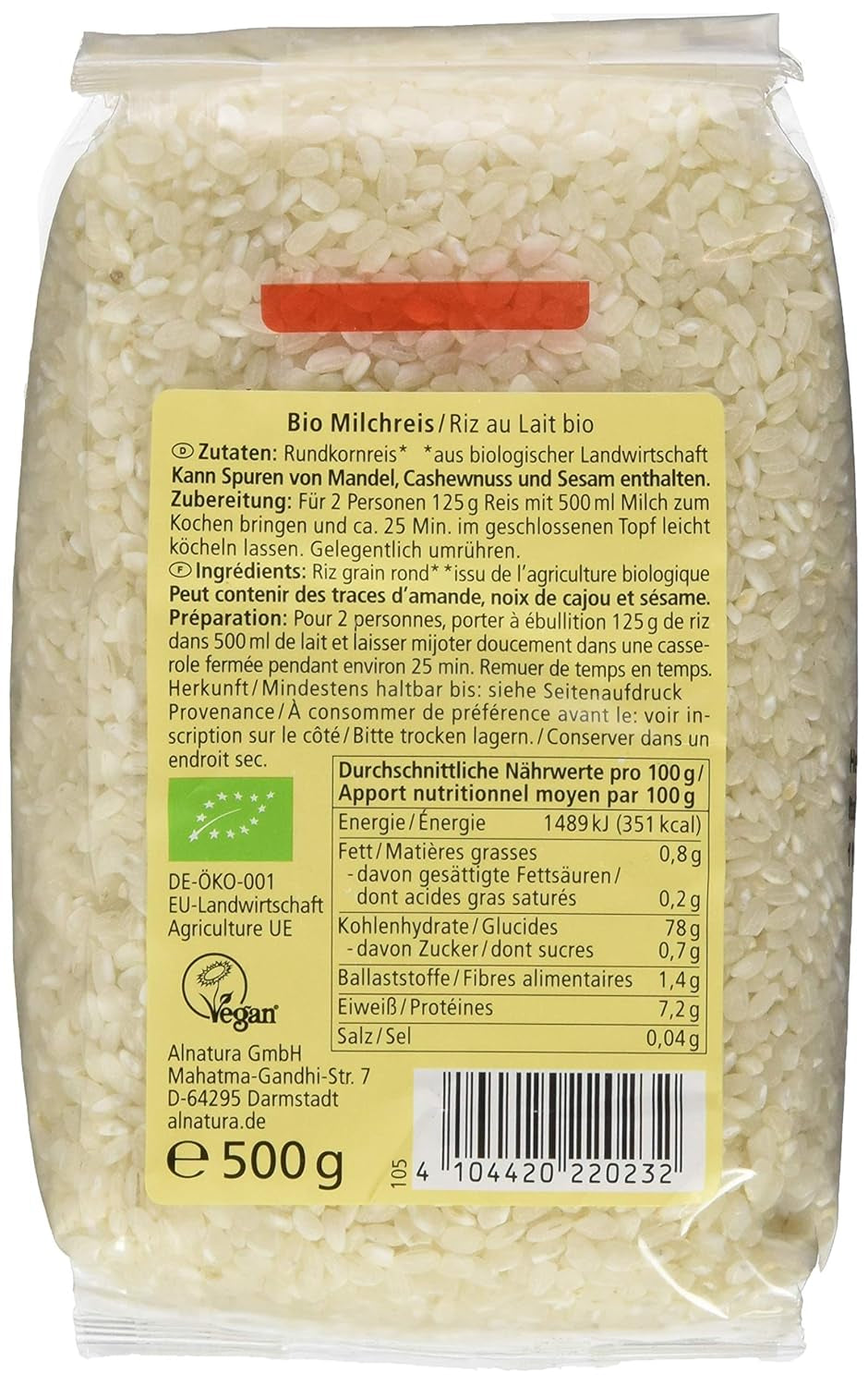 Budino di riso biologico, 500g
