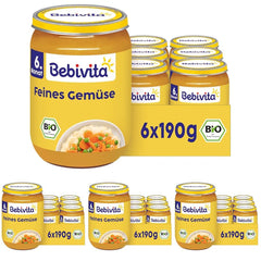 Verdure pregiate biologiche (6 x 190 g), a partire da 6 mesi, senza sale aggiunto, il barattolo di verdure ideale per iniziare l'alimentazione complementare (confezione da 4)