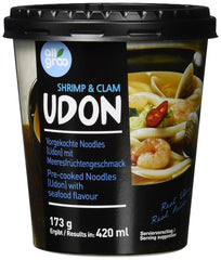 Allgroo Udon Cup Noodles Istantanei - Zuppa Udon Saporita e Piccante ai Frutti di Mare - Preparazione Rapida (1 x 173g)