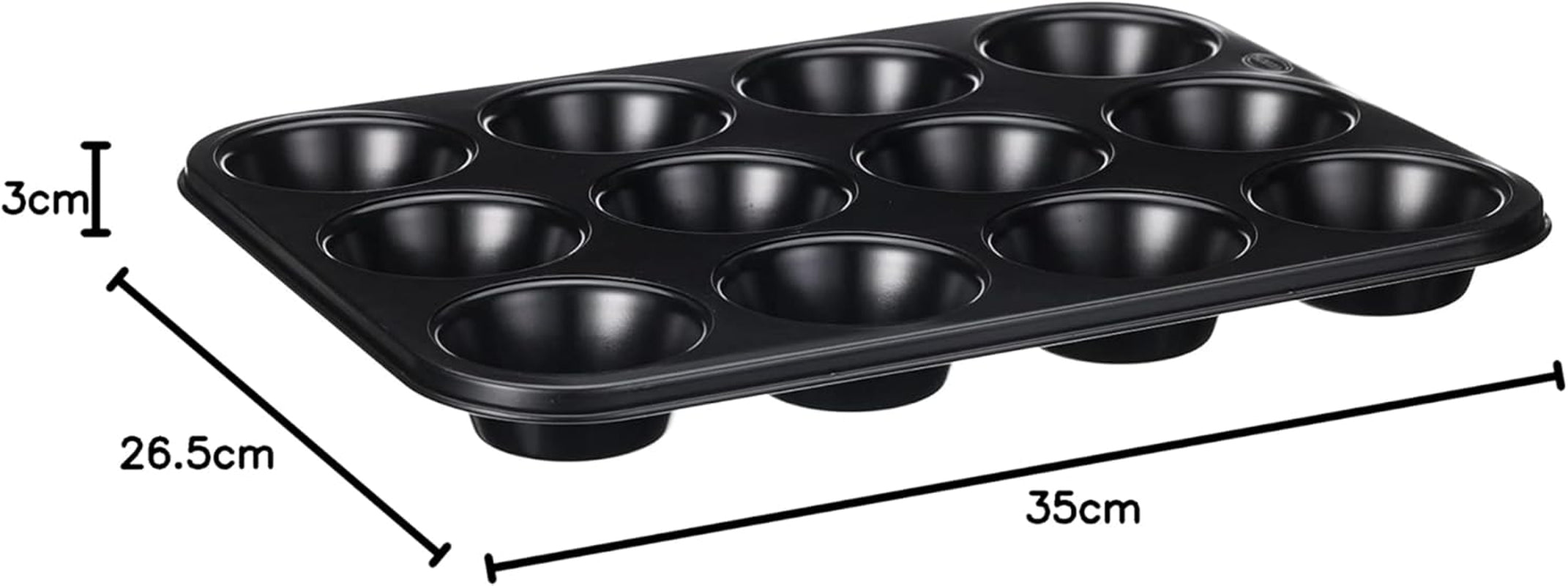 Wenco Muffinform 12Er Antihaft Backblech, Spülmaschinengeeignet, Karbonstahl – Muffinblech Für 12 Muffin – Hitzebeständig Bis 220°C, Schwarz Stampi e teglie Naty Shop