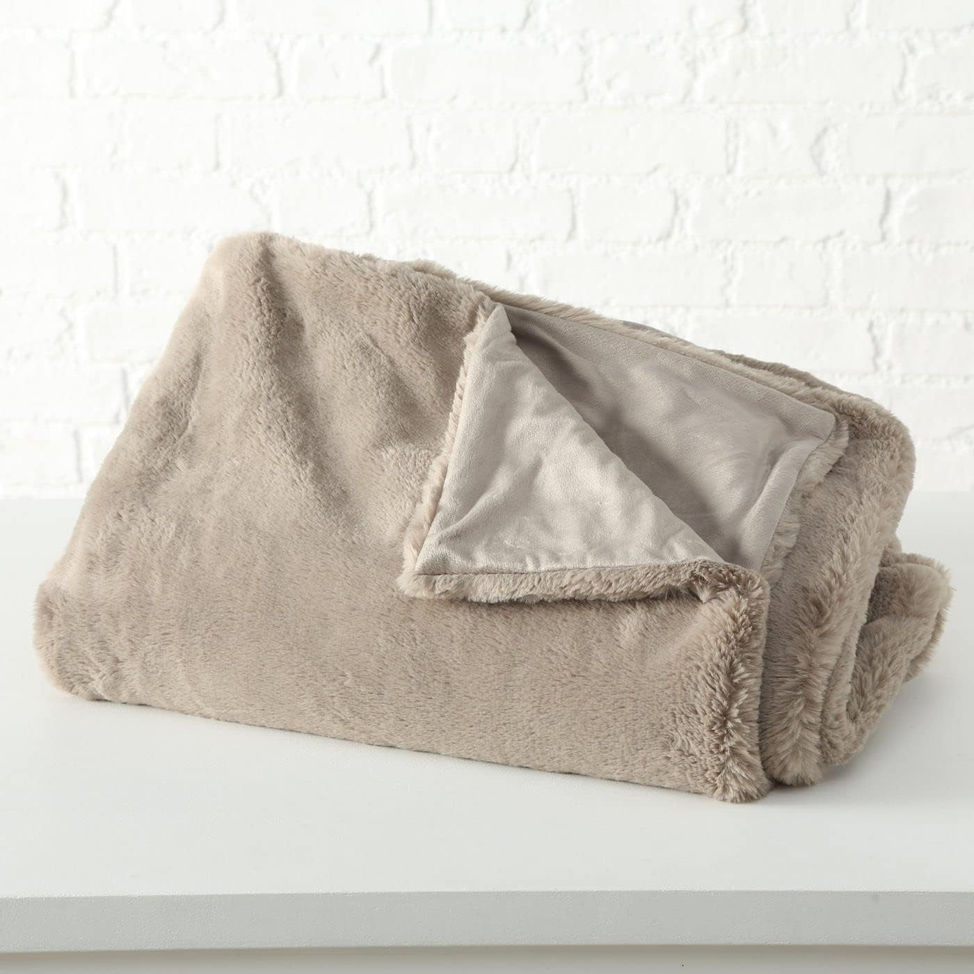 Coperta Boltze Storan (dimensioni 150X200 cm, colore beige, comoda coperta in poliestere, ideale per le fredde serate invernali, aspetto pelliccia) 1015378 BOLTZE Letti e coperte