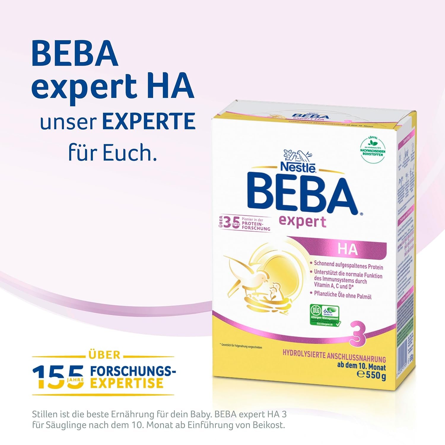 BEBA expert HA 3 Formula di continuazione idrolizzata, da 10 mesi, 1 confezione (1 x 550 g)