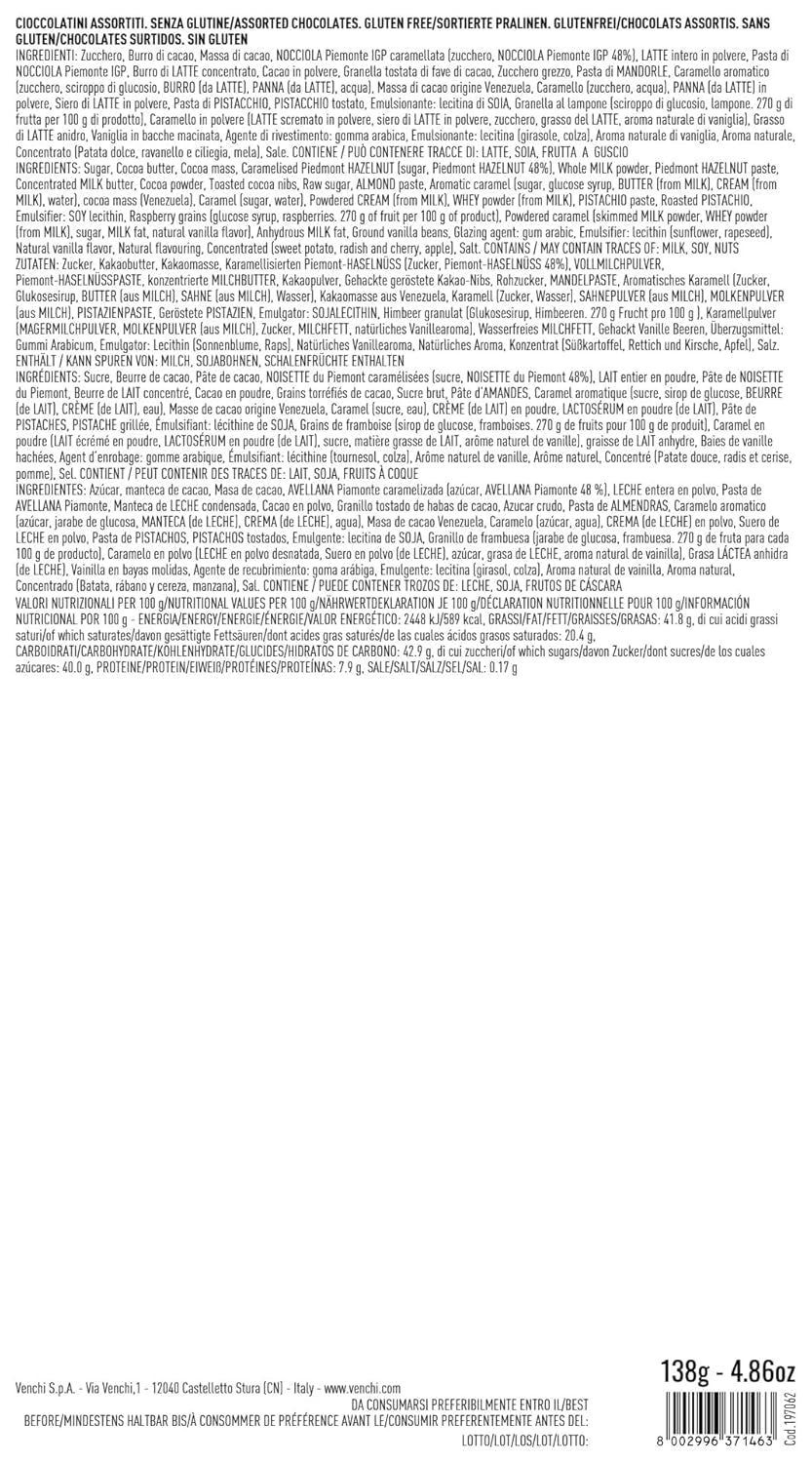 Venchi - Confezione Regalo Piccola Cioccolata Assortita Murrine, 138g, Senza Glutine, Senza Coloranti, Senza Conservanti, Idea Regalo