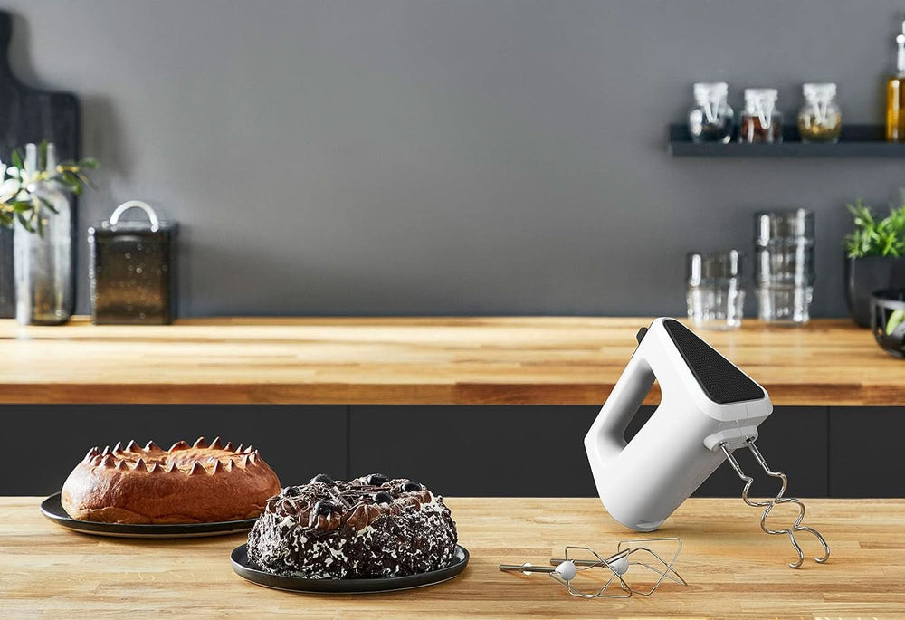 Krups GN4001 3 Mix 4000 Sbattitore manuale | 450 Watt | Design robusto | Regolatore di velocità variabile | Funzione Turbo e Auswurf | incl. 2 Rührbesen Und 2 Knethaken | Weiß/Grau Cucina Naty Shop