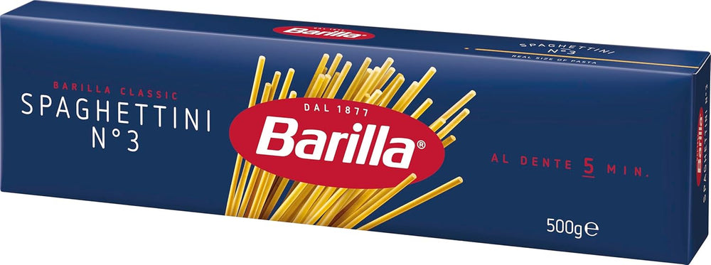 Pasta Barilla Classica Spaghettini n. 3 semole di grano duro di alta qualità, sempre al dente (1 x 500 g)