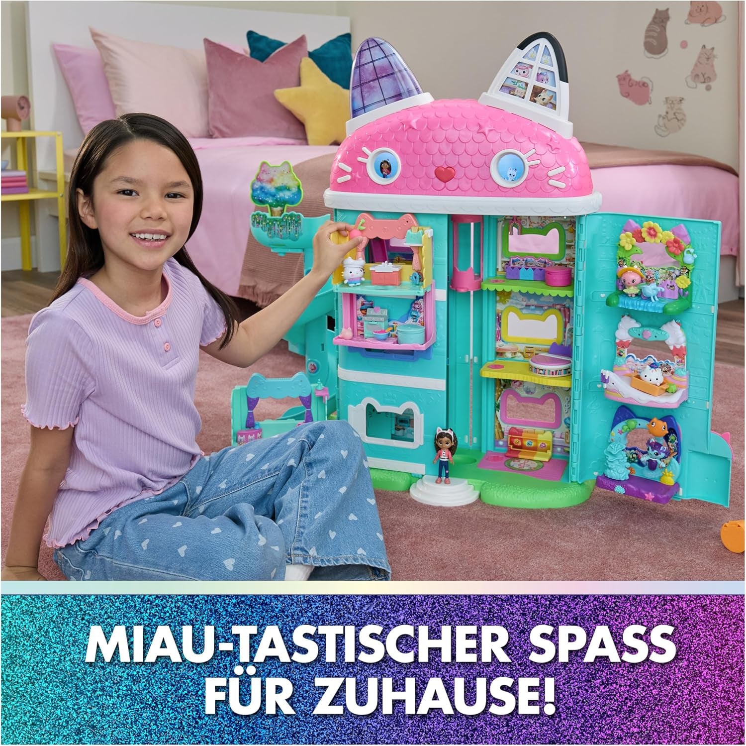 DREAMWORKS CASA DE PĂPUSI A LUI GABBY: FILMUL - „Balconul dulce al lui Kuchi”, set de joacă cu figurină și accesorii pentru casă de păpuși pentru copii cu vârsta de 3 ani și peste