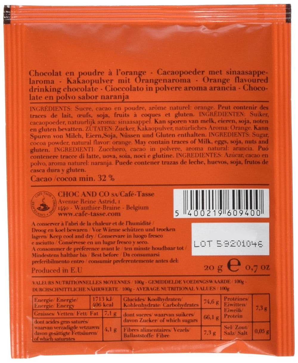 Ciocolată de băut cu aromă de portocale Café Tasse 20 pliculețe, 1 pachet (1 X 400 G) Cacao si Ciocolata Calda Naty Shop