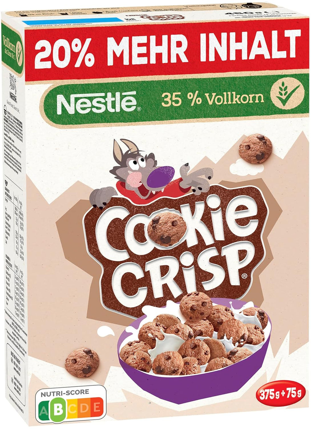 Nestlé Cookie Crisp (+20%), biscotti integrali per la colazione ai cereali per bambini, confezione da 1 (1x450g)