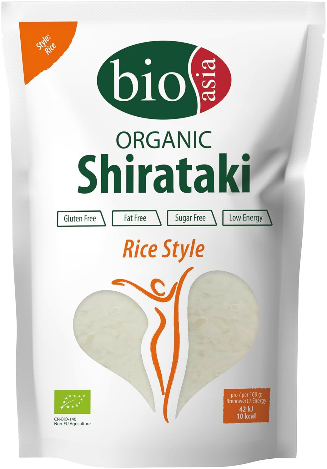 BIOASIA Riso Shirataki Biologico con Farina Konjac Biologica - Basso Contenuto Calorico - Senza Zuccheri, Grassi e Glutine (1 x 270g)